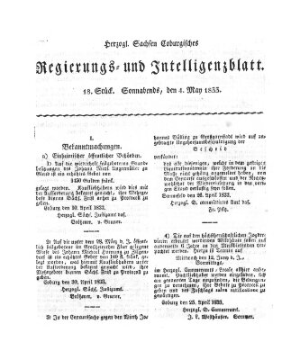 Herzogl.-Sachsen-Coburgisches Regierungs- und Intelligenzblatt (Coburger Regierungs-Blatt) Samstag 4. Mai 1833