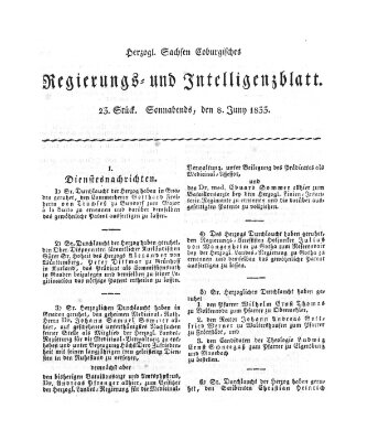 Herzogl.-Sachsen-Coburgisches Regierungs- und Intelligenzblatt (Coburger Regierungs-Blatt) Samstag 8. Juni 1833