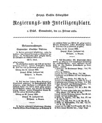 Herzogl.-Sachsen-Coburgisches Regierungs- und Intelligenzblatt (Coburger Regierungs-Blatt) Samstag 22. Februar 1834