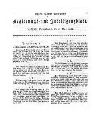 Herzogl.-Sachsen-Coburgisches Regierungs- und Intelligenzblatt (Coburger Regierungs-Blatt) Samstag 22. März 1834