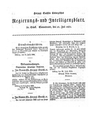 Herzogl.-Sachsen-Coburgisches Regierungs- und Intelligenzblatt (Coburger Regierungs-Blatt) Samstag 26. Juli 1834