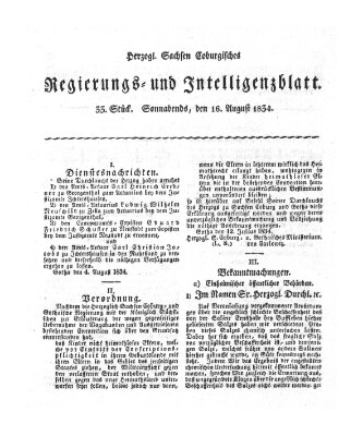 Herzogl.-Sachsen-Coburgisches Regierungs- und Intelligenzblatt (Coburger Regierungs-Blatt) Samstag 16. August 1834