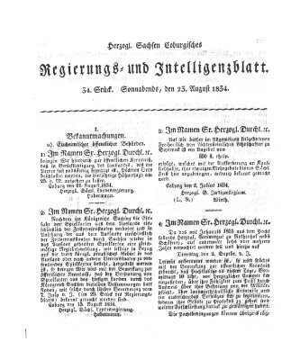 Herzogl.-Sachsen-Coburgisches Regierungs- und Intelligenzblatt (Coburger Regierungs-Blatt) Samstag 23. August 1834