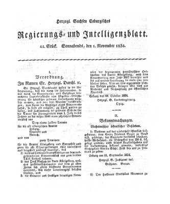 Herzogl.-Sachsen-Coburgisches Regierungs- und Intelligenzblatt (Coburger Regierungs-Blatt) Samstag 1. November 1834