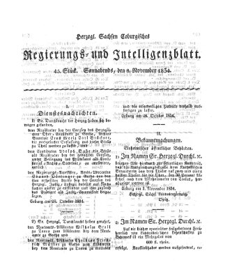 Herzogl.-Sachsen-Coburgisches Regierungs- und Intelligenzblatt (Coburger Regierungs-Blatt) Samstag 8. November 1834