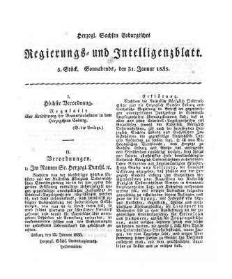 Herzogl.-Sachsen-Coburgisches Regierungs- und Intelligenzblatt (Coburger Regierungs-Blatt) Samstag 31. Januar 1835