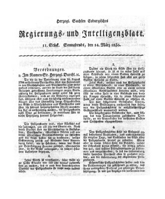 Herzogl.-Sachsen-Coburgisches Regierungs- und Intelligenzblatt (Coburger Regierungs-Blatt) Samstag 14. März 1835