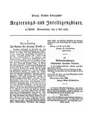 Herzogl.-Sachsen-Coburgisches Regierungs- und Intelligenzblatt (Coburger Regierungs-Blatt) Samstag 9. Mai 1835