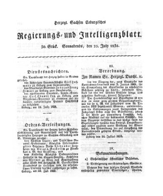 Herzogl.-Sachsen-Coburgisches Regierungs- und Intelligenzblatt (Coburger Regierungs-Blatt) Samstag 25. Juli 1835