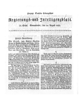 Herzogl.-Sachsen-Coburgisches Regierungs- und Intelligenzblatt (Coburger Regierungs-Blatt) Samstag 29. August 1835