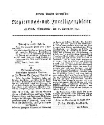 Herzogl.-Sachsen-Coburgisches Regierungs- und Intelligenzblatt (Coburger Regierungs-Blatt) Samstag 28. November 1835