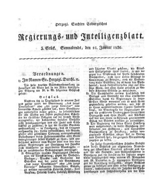 Herzogl.-Sachsen-Coburgisches Regierungs- und Intelligenzblatt (Coburger Regierungs-Blatt) Samstag 16. Januar 1836