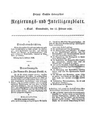 Herzogl.-Sachsen-Coburgisches Regierungs- und Intelligenzblatt (Coburger Regierungs-Blatt) Samstag 13. Februar 1836