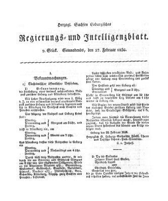 Herzogl.-Sachsen-Coburgisches Regierungs- und Intelligenzblatt (Coburger Regierungs-Blatt) Samstag 27. Februar 1836