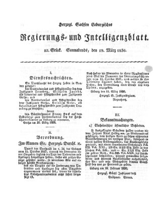 Herzogl.-Sachsen-Coburgisches Regierungs- und Intelligenzblatt (Coburger Regierungs-Blatt) Samstag 19. März 1836