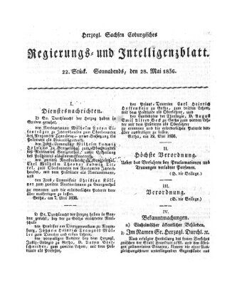 Herzogl.-Sachsen-Coburgisches Regierungs- und Intelligenzblatt (Coburger Regierungs-Blatt) Samstag 28. Mai 1836