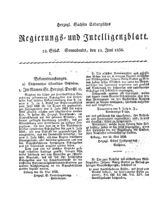 Herzogl.-Sachsen-Coburgisches Regierungs- und Intelligenzblatt (Coburger Regierungs-Blatt) Samstag 11. Juni 1836