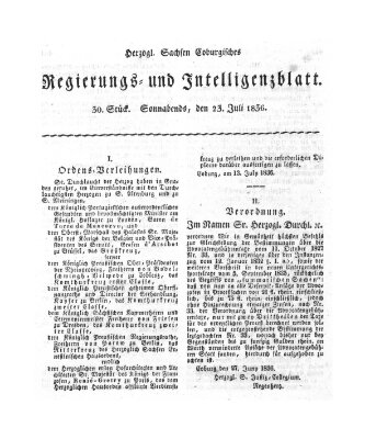 Herzogl.-Sachsen-Coburgisches Regierungs- und Intelligenzblatt (Coburger Regierungs-Blatt) Samstag 23. Juli 1836