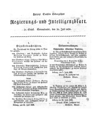 Herzogl.-Sachsen-Coburgisches Regierungs- und Intelligenzblatt (Coburger Regierungs-Blatt) Samstag 30. Juli 1836