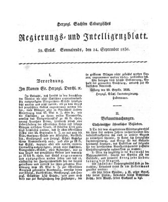 Herzogl.-Sachsen-Coburgisches Regierungs- und Intelligenzblatt (Coburger Regierungs-Blatt) Samstag 24. September 1836