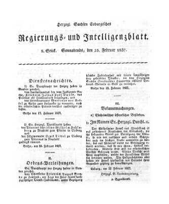 Herzogl.-Sachsen-Coburgisches Regierungs- und Intelligenzblatt (Coburger Regierungs-Blatt) Samstag 25. Februar 1837