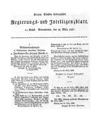 Herzogl.-Sachsen-Coburgisches Regierungs- und Intelligenzblatt (Coburger Regierungs-Blatt) Samstag 18. März 1837