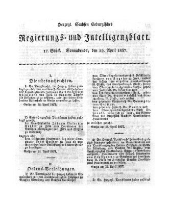 Herzogl.-Sachsen-Coburgisches Regierungs- und Intelligenzblatt (Coburger Regierungs-Blatt) Samstag 29. April 1837