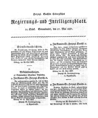 Herzogl.-Sachsen-Coburgisches Regierungs- und Intelligenzblatt (Coburger Regierungs-Blatt) Samstag 27. Mai 1837