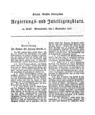 Herzogl.-Sachsen-Coburgisches Regierungs- und Intelligenzblatt (Coburger Regierungs-Blatt) Samstag 2. September 1837