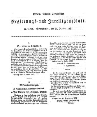 Herzogl.-Sachsen-Coburgisches Regierungs- und Intelligenzblatt (Coburger Regierungs-Blatt) Samstag 14. Oktober 1837