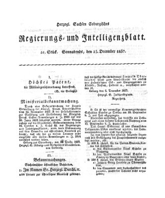 Herzogl.-Sachsen-Coburgisches Regierungs- und Intelligenzblatt (Coburger Regierungs-Blatt) Samstag 23. Dezember 1837