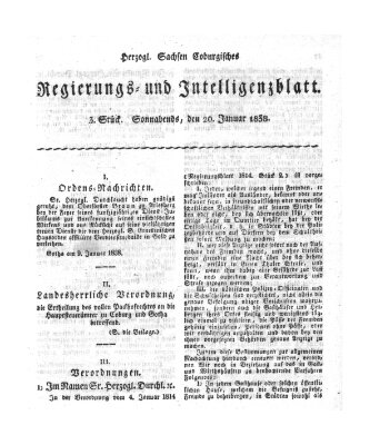 Herzogl.-Sachsen-Coburgisches Regierungs- und Intelligenzblatt (Coburger Regierungs-Blatt) Samstag 20. Januar 1838