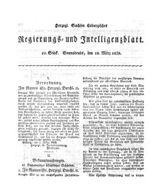 Herzogl.-Sachsen-Coburgisches Regierungs- und Intelligenzblatt (Coburger Regierungs-Blatt) Samstag 10. März 1838