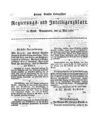 Herzogl.-Sachsen-Coburgisches Regierungs- und Intelligenzblatt (Coburger Regierungs-Blatt) Samstag 12. Mai 1838