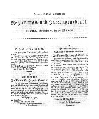 Herzogl.-Sachsen-Coburgisches Regierungs- und Intelligenzblatt (Coburger Regierungs-Blatt) Samstag 26. Mai 1838