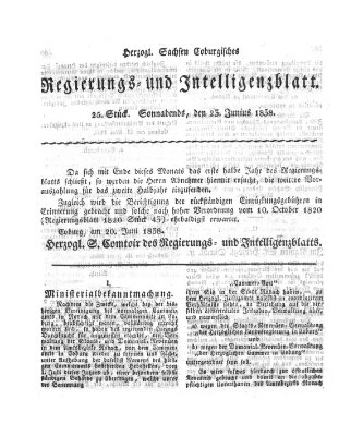 Herzogl.-Sachsen-Coburgisches Regierungs- und Intelligenzblatt (Coburger Regierungs-Blatt) Samstag 23. Juni 1838