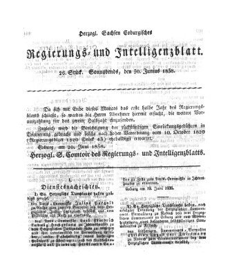 Herzogl.-Sachsen-Coburgisches Regierungs- und Intelligenzblatt (Coburger Regierungs-Blatt) Samstag 30. Juni 1838