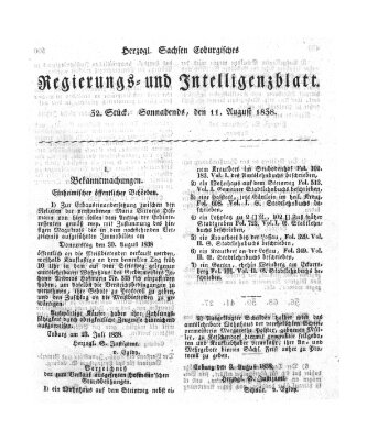 Herzogl.-Sachsen-Coburgisches Regierungs- und Intelligenzblatt (Coburger Regierungs-Blatt) Samstag 11. August 1838