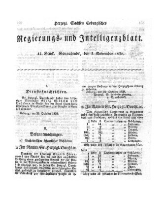 Herzogl.-Sachsen-Coburgisches Regierungs- und Intelligenzblatt (Coburger Regierungs-Blatt) Samstag 3. November 1838