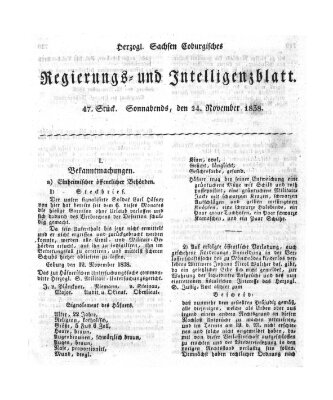 Herzogl.-Sachsen-Coburgisches Regierungs- und Intelligenzblatt (Coburger Regierungs-Blatt) Samstag 24. November 1838