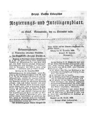 Herzogl.-Sachsen-Coburgisches Regierungs- und Intelligenzblatt (Coburger Regierungs-Blatt) Samstag 15. Dezember 1838