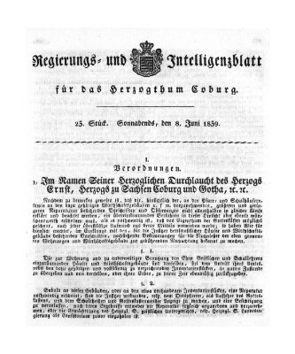 Regierungs- und Intelligenzblatt für das Herzogtum Coburg (Coburger Regierungs-Blatt) Samstag 8. Juni 1839