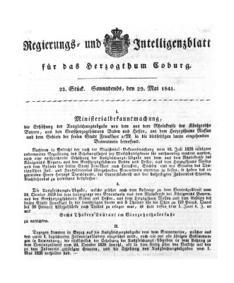 Regierungs- und Intelligenzblatt für das Herzogtum Coburg (Coburger Regierungs-Blatt) Samstag 29. Mai 1841