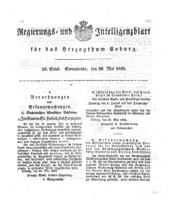 Regierungs- und Intelligenzblatt für das Herzogtum Coburg (Coburger Regierungs-Blatt) Samstag 30. Mai 1846