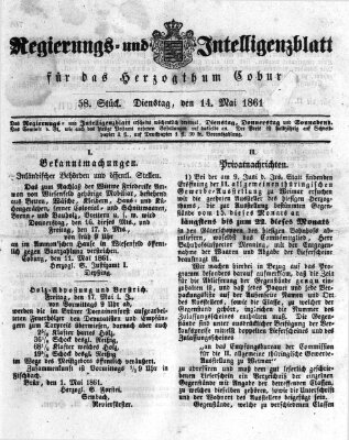 Regierungs- und Intelligenzblatt für das Herzogtum Coburg (Coburger Regierungs-Blatt) Dienstag 14. Mai 1861