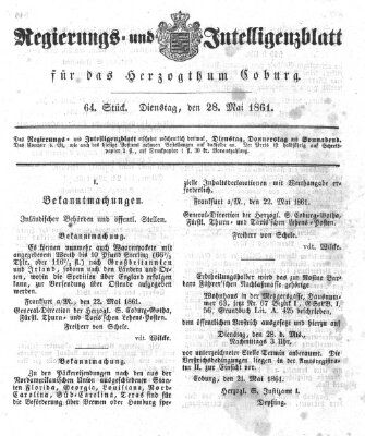 Regierungs- und Intelligenzblatt für das Herzogtum Coburg (Coburger Regierungs-Blatt) Dienstag 28. Mai 1861