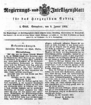 Regierungs- und Intelligenzblatt für das Herzogtum Coburg (Coburger Regierungs-Blatt) Samstag 9. Januar 1864