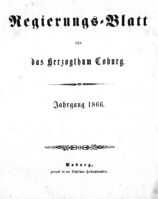 Regierungs-Blatt für das Herzogtum Coburg (Coburger Regierungs-Blatt) Samstag 6. Januar 1866