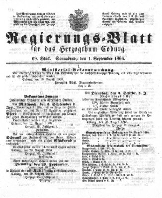 Regierungs-Blatt für das Herzogtum Coburg (Coburger Regierungs-Blatt) Samstag 1. September 1866