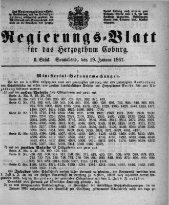 Regierungs-Blatt für das Herzogtum Coburg (Coburger Regierungs-Blatt) Samstag 19. Januar 1867